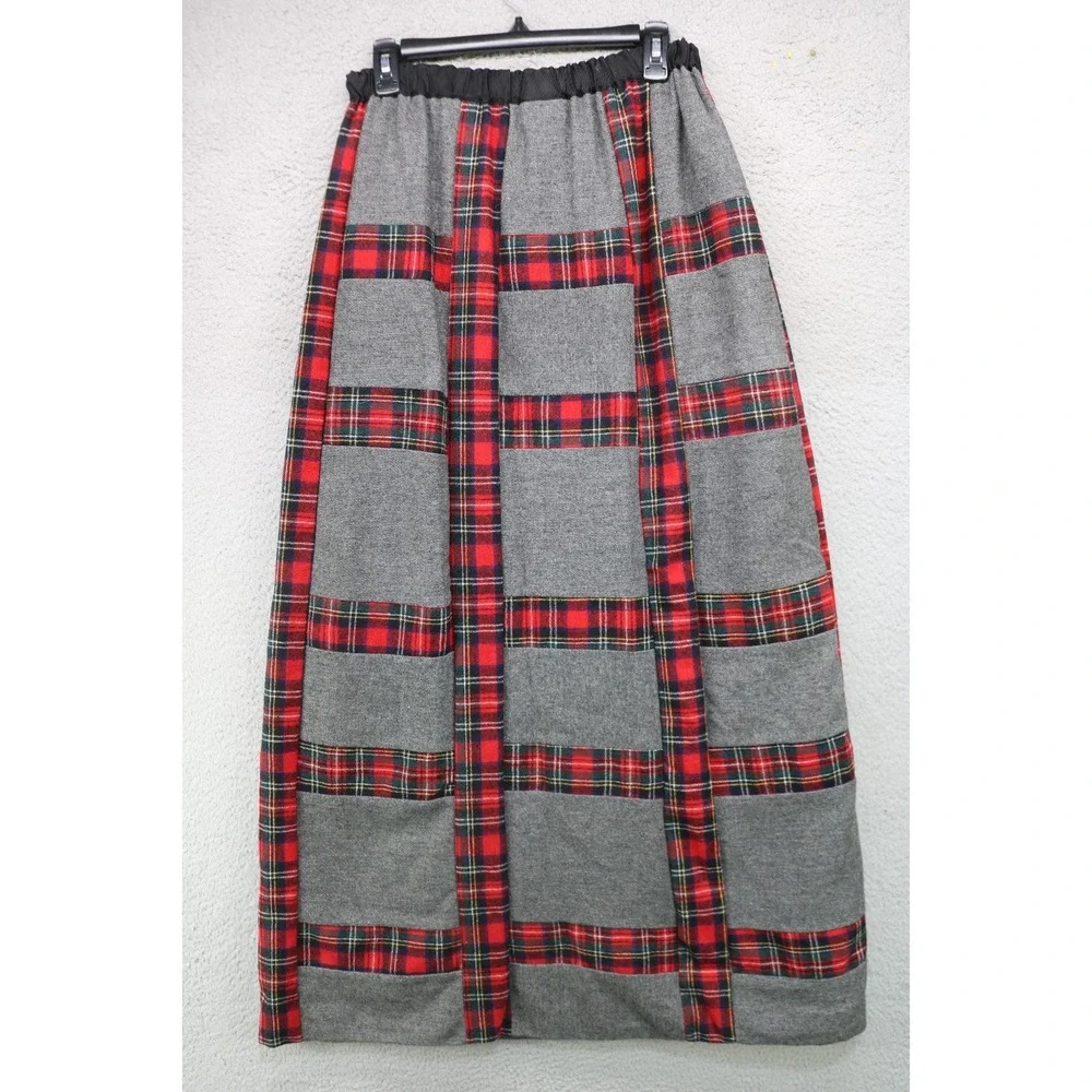 Vtg. Mr. Hank 100% Wool Plaid Drawstring Maxi Skirt-Medium-Preppy-Winter-Y2K